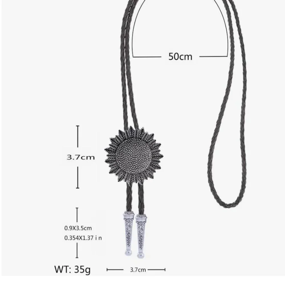 Silver Sunflower Bolo Tie